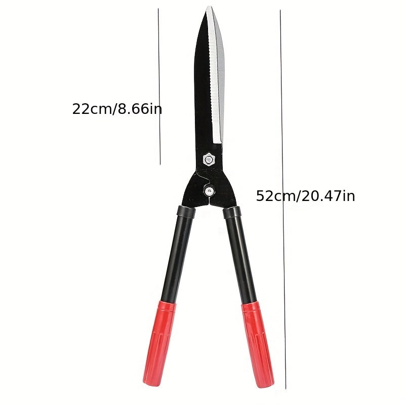 1 pza. Tijeras de poda para jardín con mangos ergonómicos rojos y cuchillas metálicas negras - Acero al carbono de alta resistencia, mecanismo de tornillo ajustable para cortes precisos, no necesita electricidad, herramientas para jardín, diseño de herra