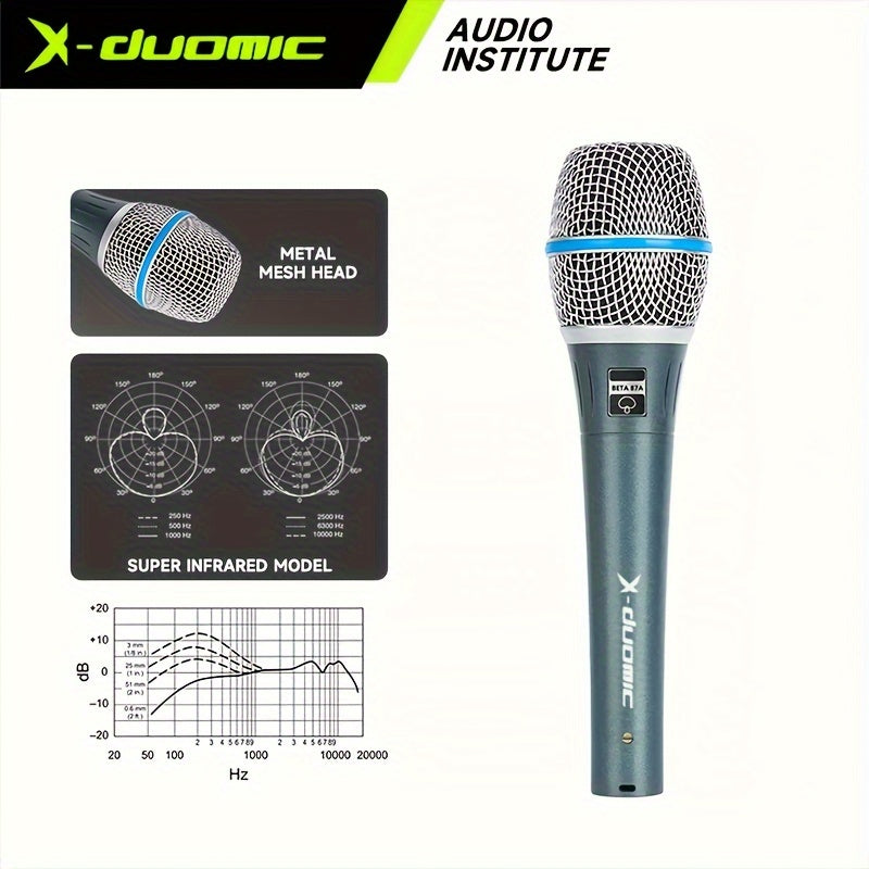 Micrófono Dinámico Profesional para Escenario y Canto en Vivo con Cable Universal