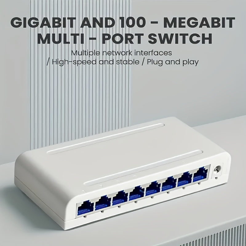 Conmutador de red Ethernet Gigabit de 5 puertos / 8 puertos, 5/8 puertos Gigabit, admite red de 10/100/1000 Mbps, plug-and-play, fácil de transportar e instalar, divisor de red Gigabit, centro de red, conmutador de red doméstica pequeña, adaptador de red