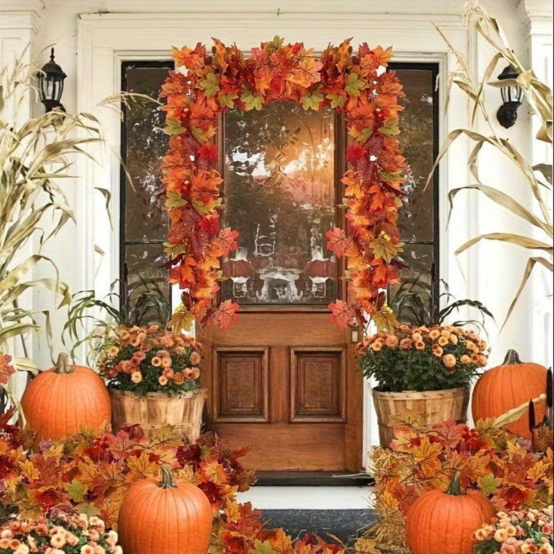 1 unid. Guirnalda de hojas de arce artificial, 3D, para decoración de exteriores en Acción de Gracias y Navidad, sin necesidad de energía, perfecta para jardines y césped, decoración de vacaciones, decoración de hojas de arce.