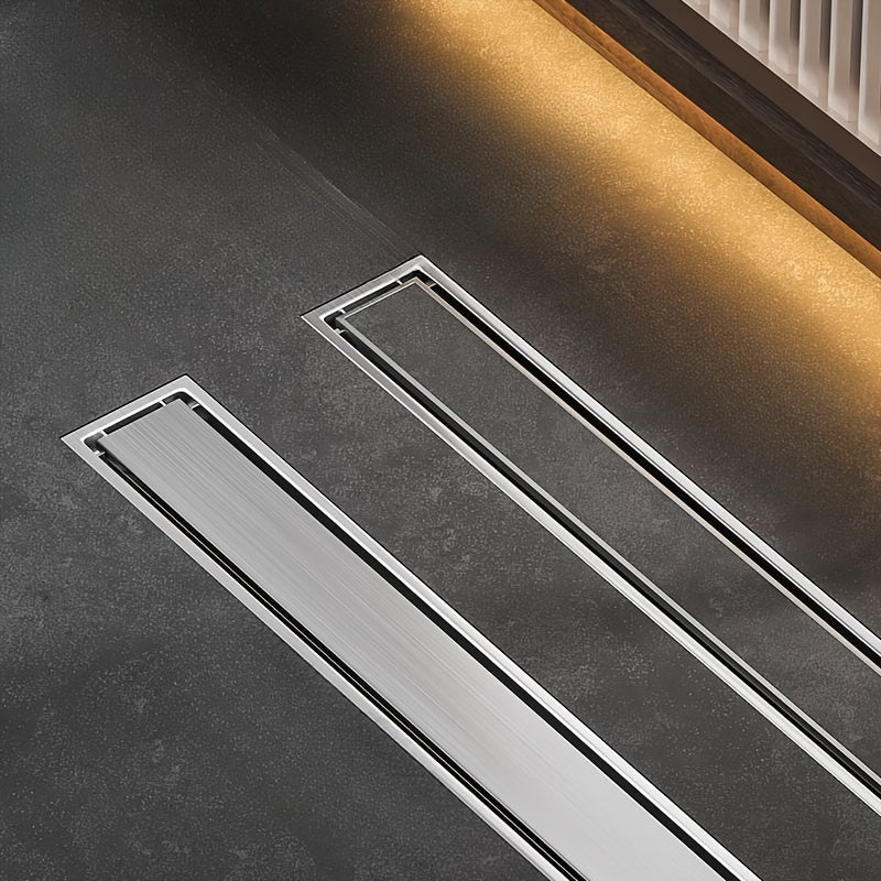 Desagüe de piso de acero inoxidable invisible - Resiste olores, desagüe rectangular de ducha con superficie lisa, ideal para suelos de baño y ducha, desagüe de ducha, accesorio de baño moderno, característica duradera de baño.