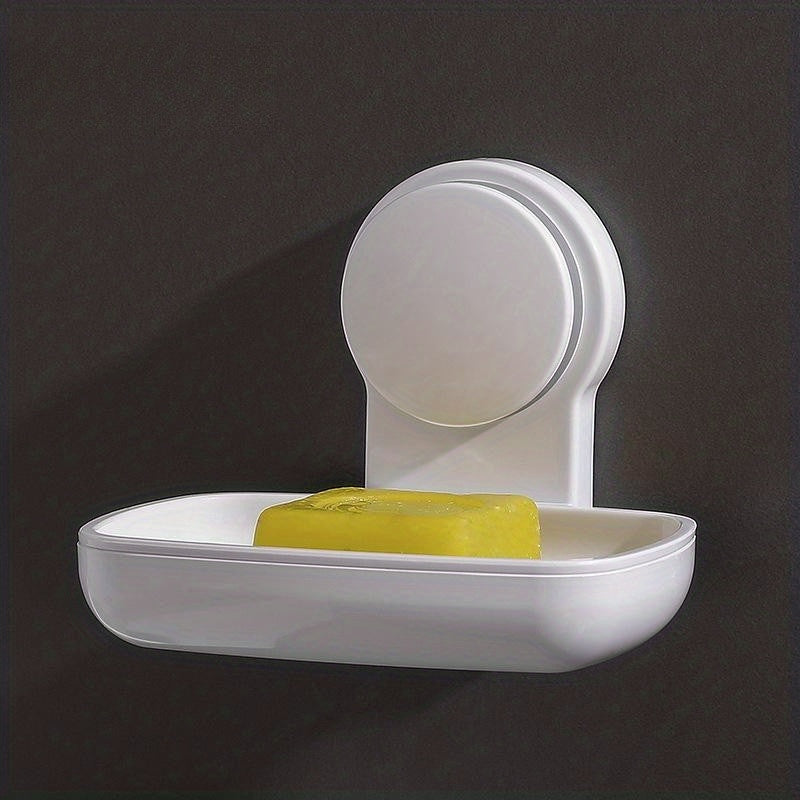 Soporte para Jabón con Ventosa Simple/Doble - Montaje Adhesivo Sin Taladro, Succión Potente, Diseño Ovalado de Plástico para Ducha, Baño y Fregadero - Organizador Removible de Esponjas y Jabones, Accesorio Moderno para Baño, Instalación sin Perforaciones