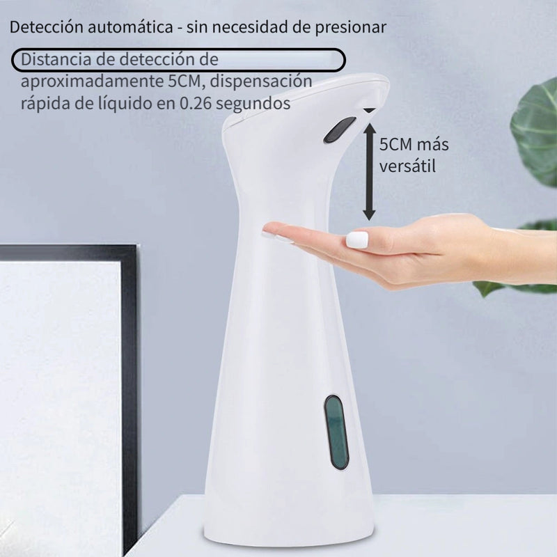 Dispensador automático de jabón negro elegante, sin contacto, para montar en pared o colocar en mostrador, ideal para baño, cocina u oficina, funciona con baterías, sin fragancia