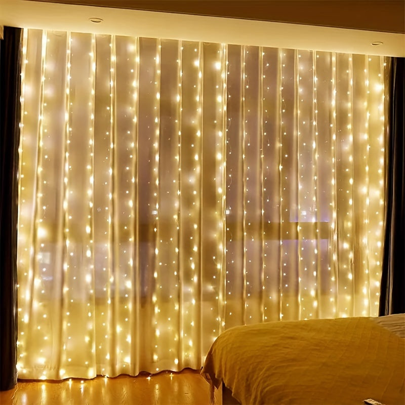 3/4/6M USB LED Cortina Cadena Luces, Luces de Hadas para Bodas de Vacaciones, Luces de Guirnalda para Dormitorio Hogar, Control Remoto, Decoraciones de Navidad Acción de Gracias Halloween