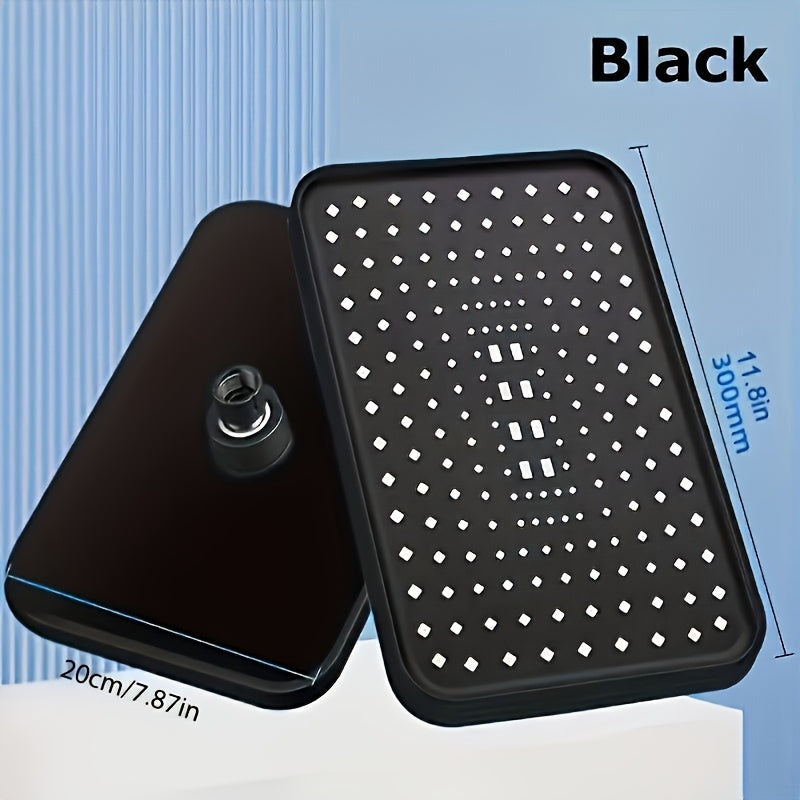 1 pieza, cabeza de ducha de pared de gran tamaño de alta presión - Diseño moderno de plástico negro, 304X118mm, cubrimiento completo del cuerpo con flujo de agua uniforme, fácil de instalar para el baño del hogar, soporte de cabeza de ducha, accesorios d