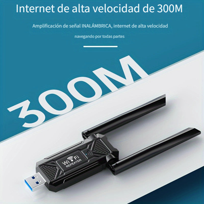 1pc VSZAPower Repetidor inalámbrico USB Router, amplificador de señal de Internet de alta velocidad de 300M, amplificador de red Wi-Fi portátil, material de PVC, alimentado por USB, no requiere batería, amplificador de red doméstico estable