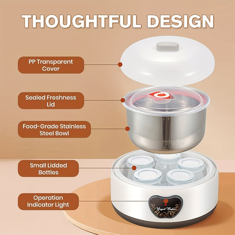 Fabricante de yogur probiótico con máquina de yogur totalmente automática multifunción para yogur orgánico en el hogar, queso, vino de fruta