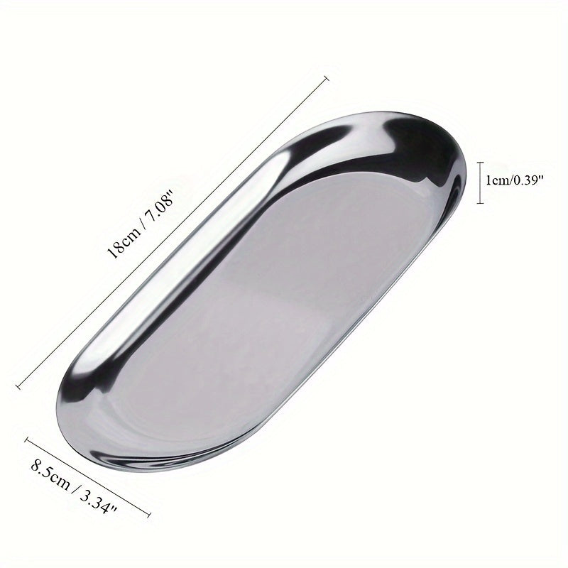 1pc bandeja de esterilización ovalada de acero inoxidable, sin formaldehído, para herramientas de tatuaje y arte de uñas, paleta de almacenamiento de escritorio en casa para accesorios de arte de uñas