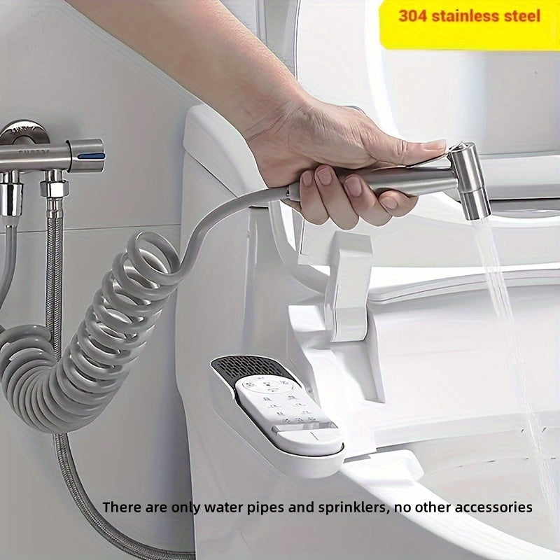 Kit de ducha portátil de alta presión de acero inoxidable con manguera de 4,8 pulgadas y soporte de pared - Boquilla auto-limpiante, resistente a fugas, para baño, inodoro, limpieza de mascotas, diseño moderno de montaje en pared, accesorio de limpieza d