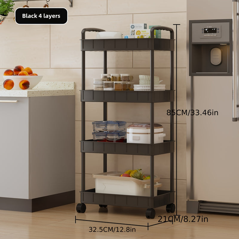 Carrito de Almacenamiento Plástico con Ruedas y 3 Niveles - Organizador Multifuncional para Cocina, Sala de Estar, Oficina y Baño - Diseño de Estructura Metálica Negra, Carrito de Almacenamiento para Cocina, Expositores Utilitarios