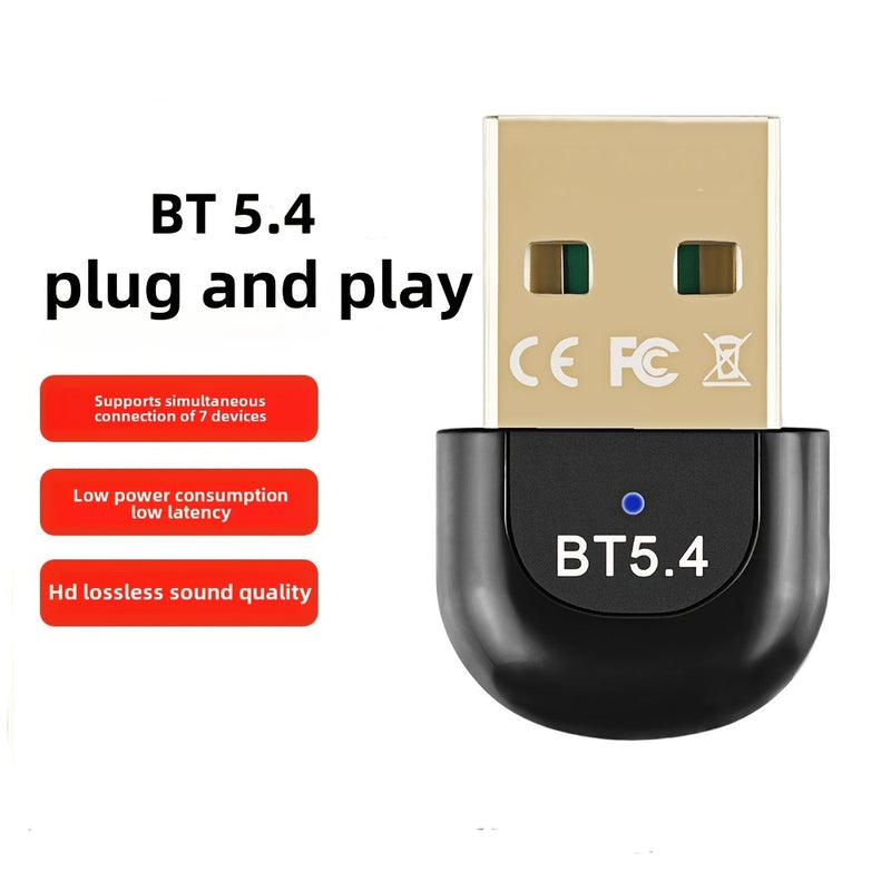 Adaptador inalámbrico 5.4, adaptador BT 5.4, adaptador USB inalámbrico, transceptor BT 5.4, adaptador inalámbrico RTL 5.4, compatible con sistemas Windows 8.1/10/11, plug and play sin necesidad de controladores, permite conexión simultánea de múltiples d