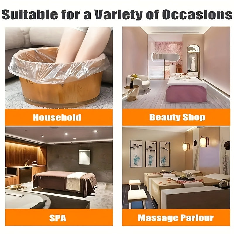80 Bolsas de Plástico Resistentes para Baño de Pies - Transparente, Uso en Salón y Hogar - Cubiertas Desechables Higiénicas para Pedicura, Sin Necesidad de Electricidad - Accesorios para Spa, Hotel, Remojo de Pies, Diseño Transparente, Fácil Limpieza, Ma