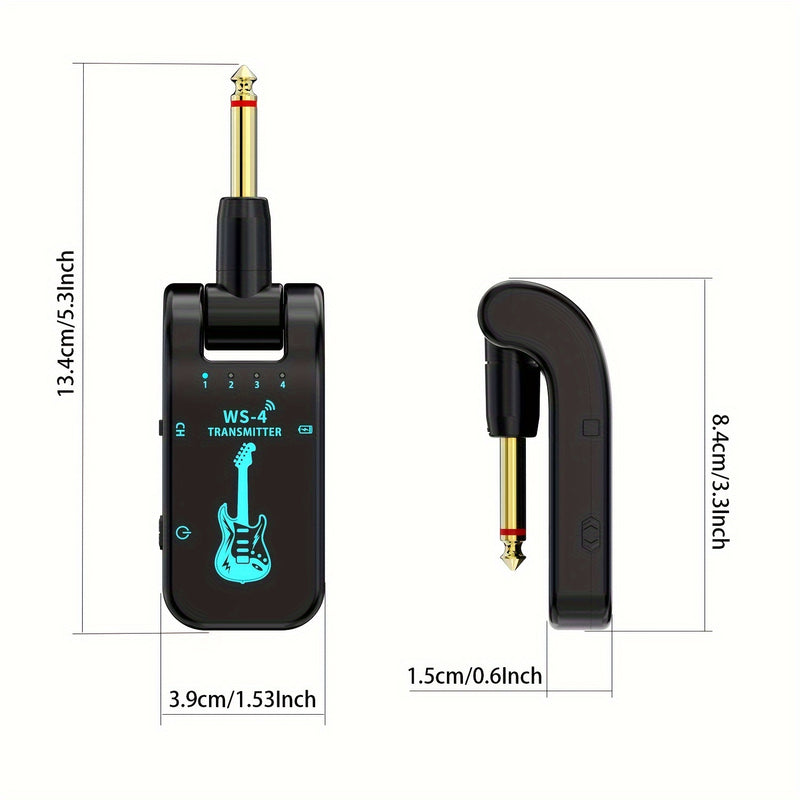 Sistema inalámbrico para guitarra de 2.4 GHz con batería recargable - Chip de alta calidad, 10 horas de duración, emparejamiento automático para guitarras eléctricas, bajos y más - Negro, transmisor inalámbrico para guitarra