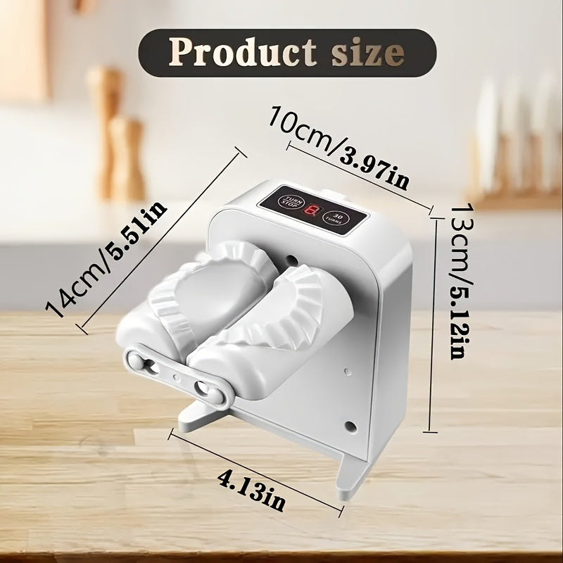 Máquina de dumplings de cabeza única eléctrica, 1pc, Máquina automática de dumplings eléctrica para uso doméstico con 2 modos, Máquina de dumplings recargable, incluye rodillo para relleno de carne, prensa, cortadora, cuchara y pincel.
