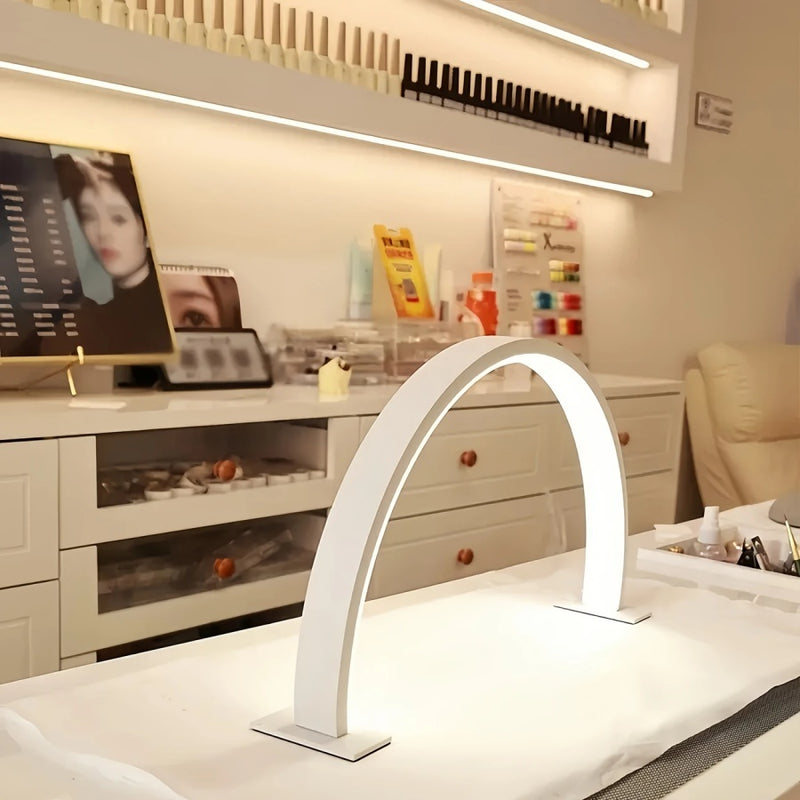 1 pieza de lámpara arco con botón de control de brillo y temperatura de color ajustable, baja alergia, alimentada por USB, forma de media luna, perfecta para arte de uñas, extensiones de pestañas, tatuajes y cuidado de luz beige en salones de uñas, injer