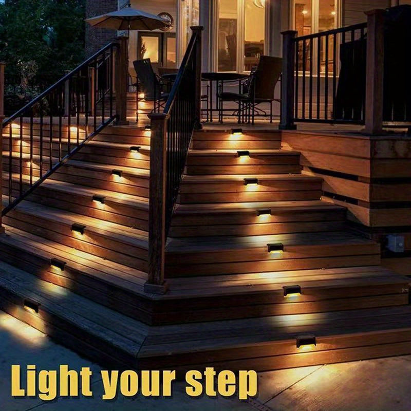 16 piezas de luces solares para exteriores, iluminación exterior, luces por inducción, luces decorativas, iluminación paisajística, luces LED para escalones, adecuadas para balcones, terrazas, escaleras, cercas y jardines