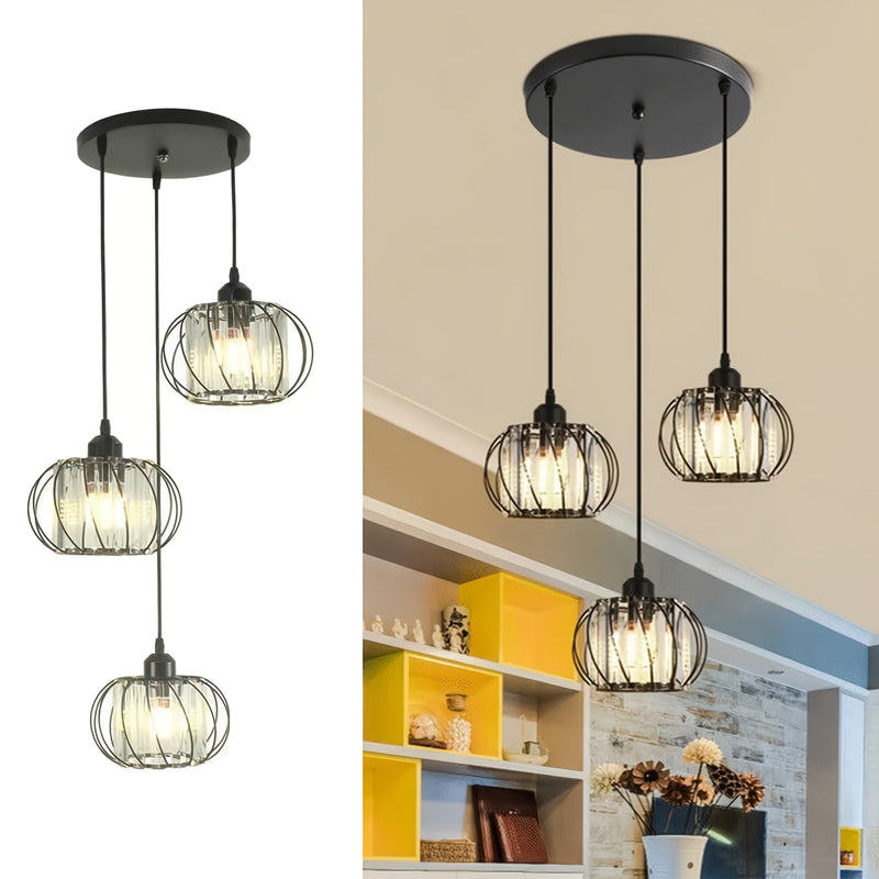 Araña moderna de metal con 3 brazos, acabado mate, lámparas colgantes desmontables para montaje semiempotrado, ideal para comedor, cafetería o bar, conexión directa, 110V-220V, sin necesidad de baterías, iluminación para comedor | diseño elegante en meta