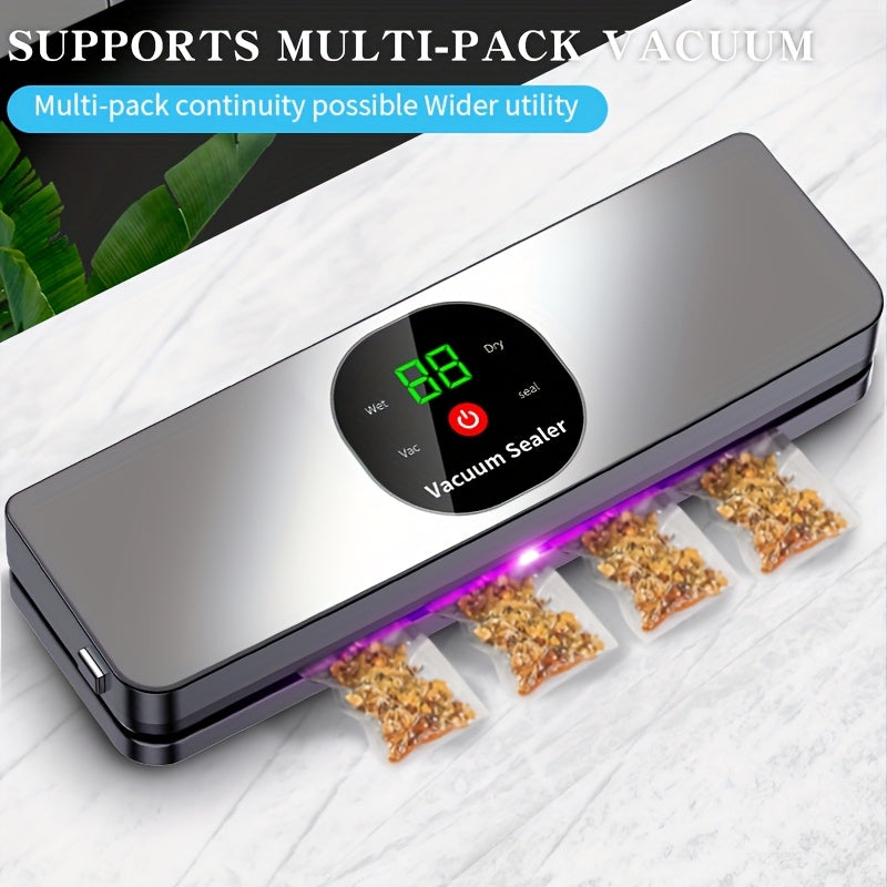 Maquinilla de sellado al vacío portátil con carga USB para alimentos, máquina automática de sellado de alimentos con pantalla LED, ideal para camping, caza y uso en la cocina, almacenamiento de alimentos al aire libre, el mejor regalo del Día de la Madre
