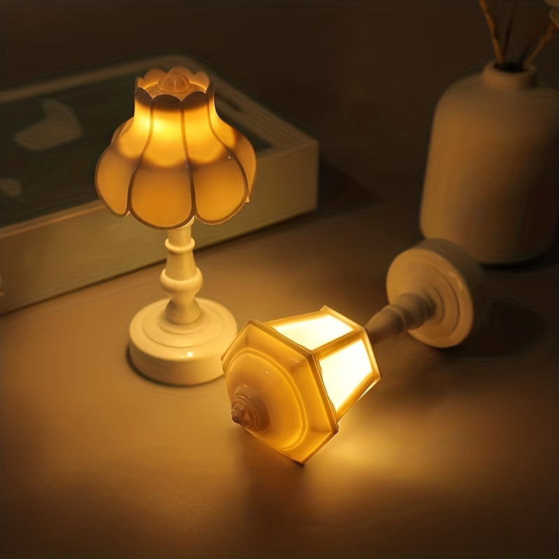 1Pza, Lámpara De Mesa Pequeña LED, Luz De Noche Transparente Acrílica, Retro Nostálgica, Adornos De Ambiente De Decoración Del Hogar, Mini Lámpara Para Mesa Pequeña.
