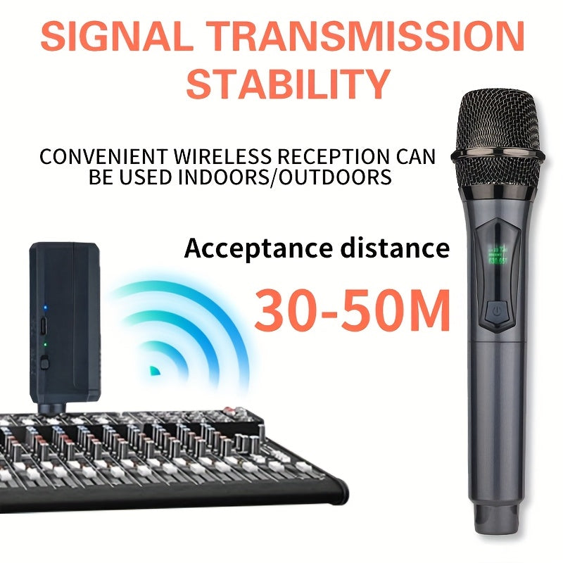 Microfono sin varillas DOSLNLYA con Receptor - Señal Estable de Largo Alcance, Carga Rápida USB-C Dual Power, Compatible con Máquinas de Karaoke, DJ, Bodas, Fiestas y Home Theater - Micrófono Profesional para Cantar, Control Funcional, Diseño Elegante, A