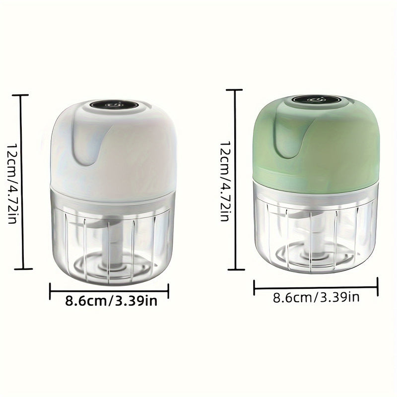 Mini triturador eléctrico portátil, cuchillas de acero inoxidable recargables por USB, capacidad grande de 250 ml, diseño de separación húmeda y seca, perfecto para machacar ajo, carne picada, pimientos, frutas y verduras, ayudante esencial de cocina.