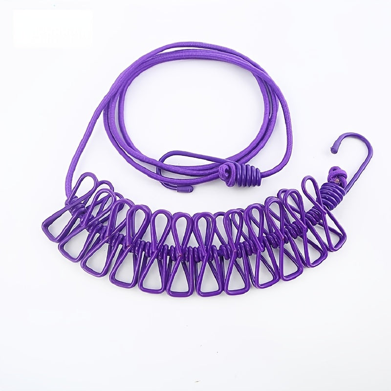 1 cuerda para tender ropa retráctil y portátil para viajes, con 12 pinzas, ideal para secar ropa en interiores o exteriores, accesorio para camping
