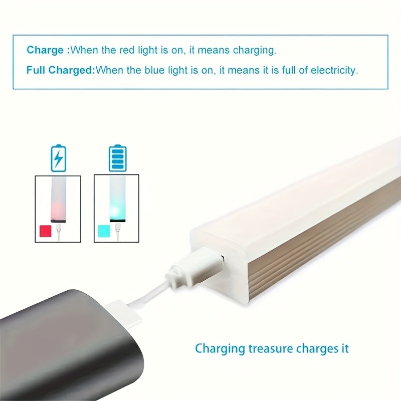 Barra de luces LED inteligente con sensor de movimiento, inalámbrica, recargable, magnética, montaje sin taladro para pared, hogar, auto, clóset, gabinete, dormitorio - brillo ajustable, carga USB, batería de litio, decoración del hogar | Iluminación mod