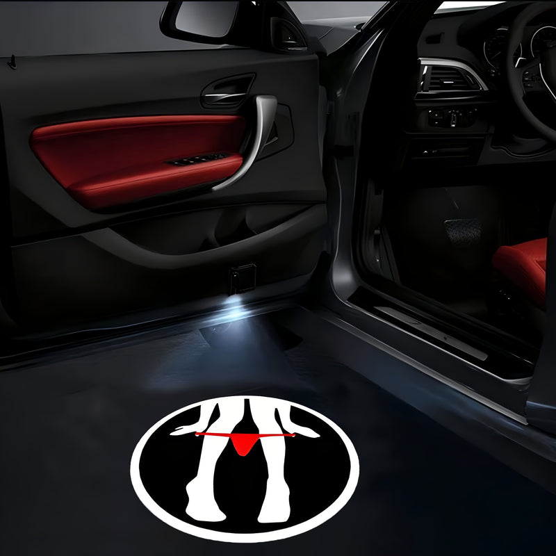 2 piezas de luces traseras de coche LED con diseño de silueta de niña juguetona - Rojo y blanco, alimentadas por batería, ajuste universal para coches, SUV y más - Regalo ideal para vacaciones para hombres y mujeres, luces traseras para coches, sin bater