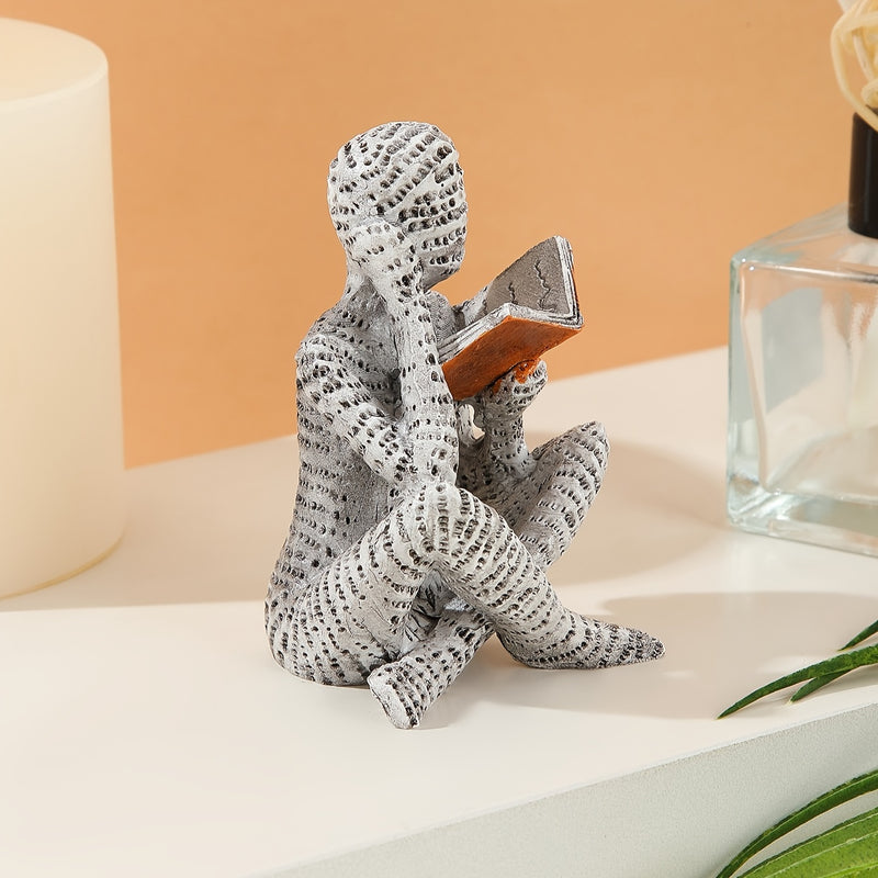 1 Pieza, Estatua De Resina De Mujer Leyendo Abstracta, Estilo Decoración Moderno Escandinavo, Figurita Pensativa Para Amantes De Los Libros, Escultura De Escritorio Para Dormitorio Y Sala De Estar, Decoración Del Hogar