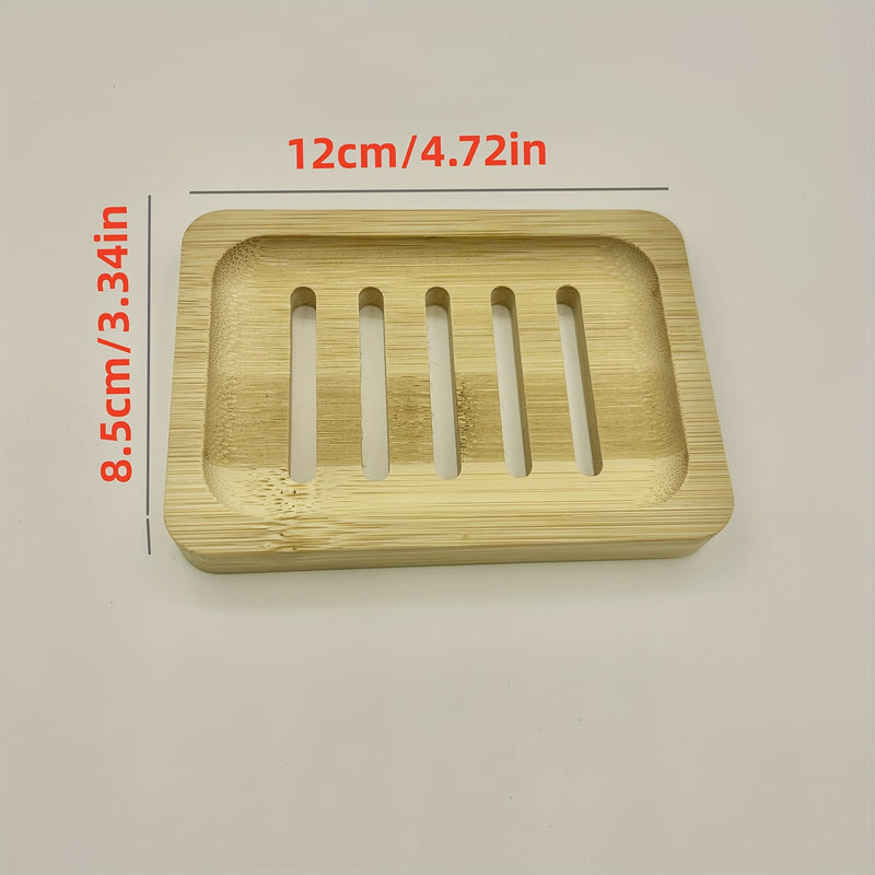 Jabonera de Bambú de Alta Calidad con Bandeja de Drenaje Automático - Soporte de Jabón de Madera Rectangular para Ducha, Baño y Cocina - Color Natural