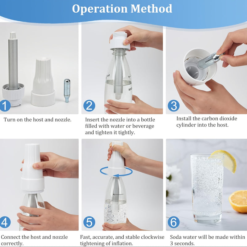 Maquinilla Portátil de Soda - Agua con Gas y Refrescos Caseros en 3 Minutos, Sin Necesidad de Electricidad, Diseño Circular Compacto para Hogar, Cocina o Viaje - Haz Seltzer Fresco, Cola, Bebidas de Limón-Lima, Máquina de Soda Doméstica, Gadget de Cocina