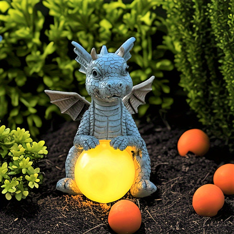 XXOASIS - Lámpara solar de dinosaurio para jardín, decoración de resina para exteriores, control de botón pulsador recargable, batería de níquel de 200 mAh, iluminación solar para exteriores.