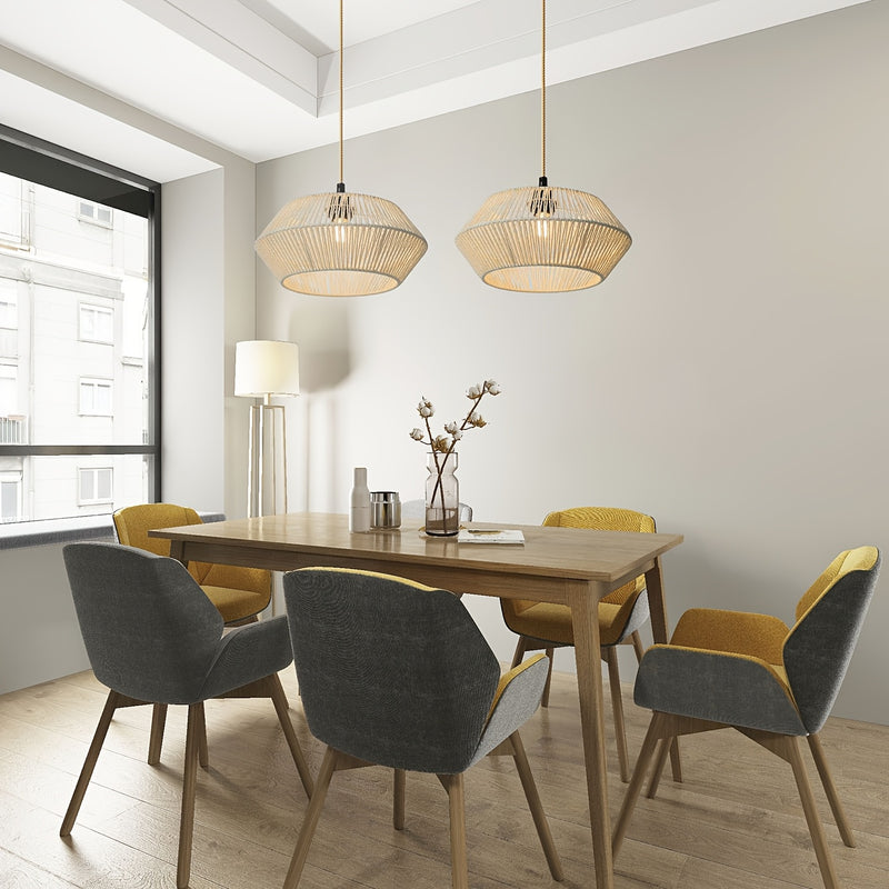 Pantalla de lámpara tejida a mano con cuerda de papel para el ambiente del comedor del balcón, iluminación creativa para casas de huéspedes y hoteles de alta gama.