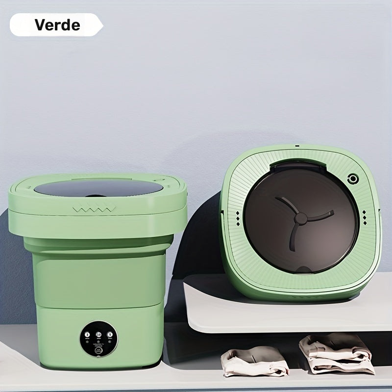 Lavadora Plegable Compacta de 8L - Portátil, Cubo de Lavandería de Alta Capacidad para Ropa Interior y Calcetines, Limpieza Automática, Ideal para Dormitorios y Espacios Pequeños