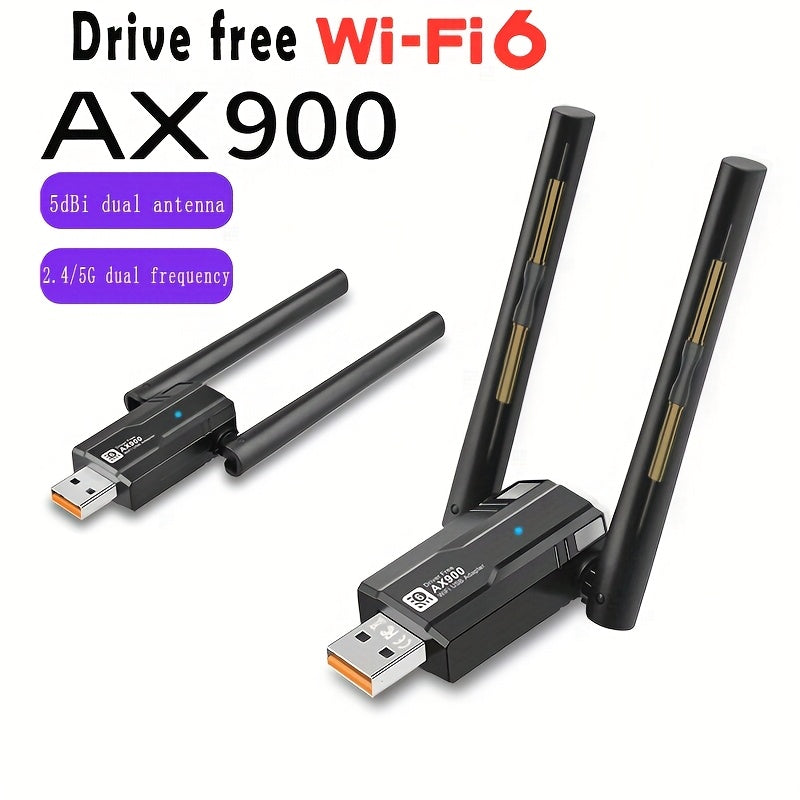 Adaptador AX900 WiFi 6 de 900Mbps Banda Dual 2.4G/5G Tarjeta de Red Inalámbrica con MU-MIMO, OFDMA, Soporte Hotspot para Portátil y PC de Escritorio, Adaptador Wifi para PC, Internet de Alta Velocidad, Diseño Moderno, Conectividad Versátil, Construcción