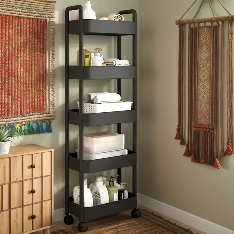 Carrito de almacenamiento con ruedas, organizador multipropósito de 3/4/5 niveles, ideal para cocina, baño, lavandería, sala de estar, contenedores de almacenamiento