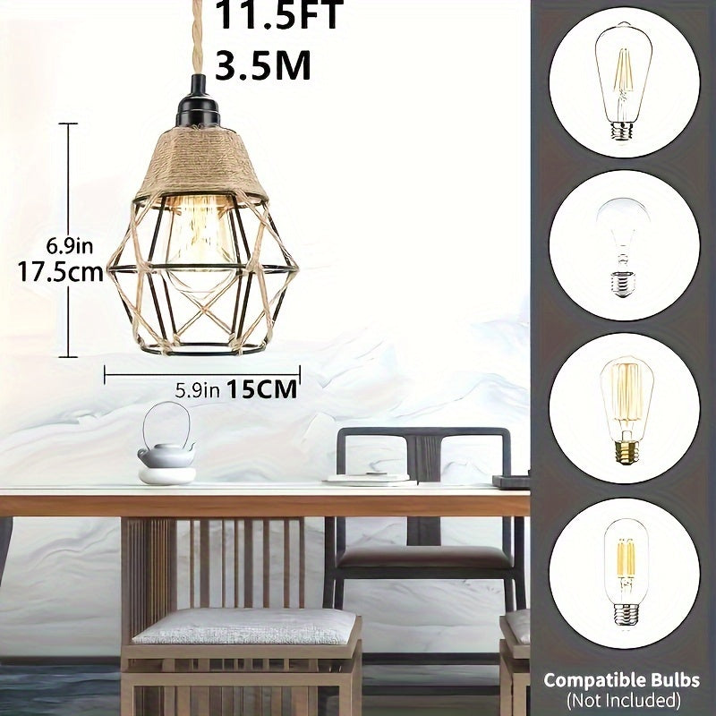 3.51 metros Lámpara Colgante Industrial con Interruptor de Encendido/Apagado - Luz para Isla de Cocina, Dormitorio y Sala de Estar