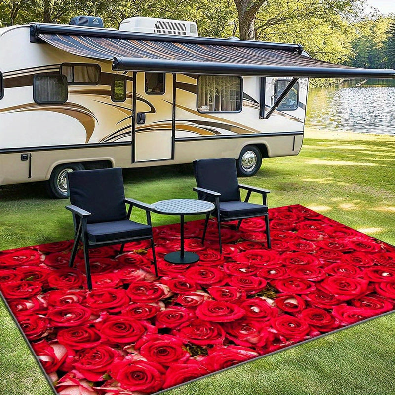 Estera floral de terciopelo de ciervo estrella - Lavable a máquina, respaldo antideslizante, estera suave y duradera de poliéster para patio, balcón o decoración de patio trasero, base crema con diseño de marco floral dorado lujoso, estera de gran área p
