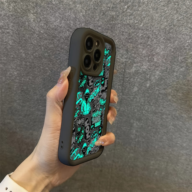 Funda de teléfono cómica de grafiti oscuro compatible con Iphone 16, 15, 14, 13, 12, 11 Pro Max, Mini, XR, XS, X, 7, 8 Plus, con un respaldo de TPU suave para protección contra caídas.