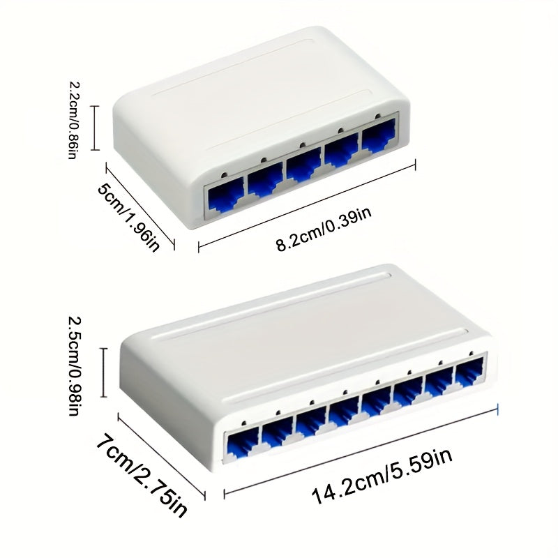 Conmutador de red Ethernet Gigabit de 5 puertos / 8 puertos, 5/8 puertos Gigabit, admite red de 10/100/1000 Mbps, plug-and-play, fácil de transportar e instalar, divisor de red Gigabit, centro de red, conmutador de red doméstica pequeña, adaptador de red