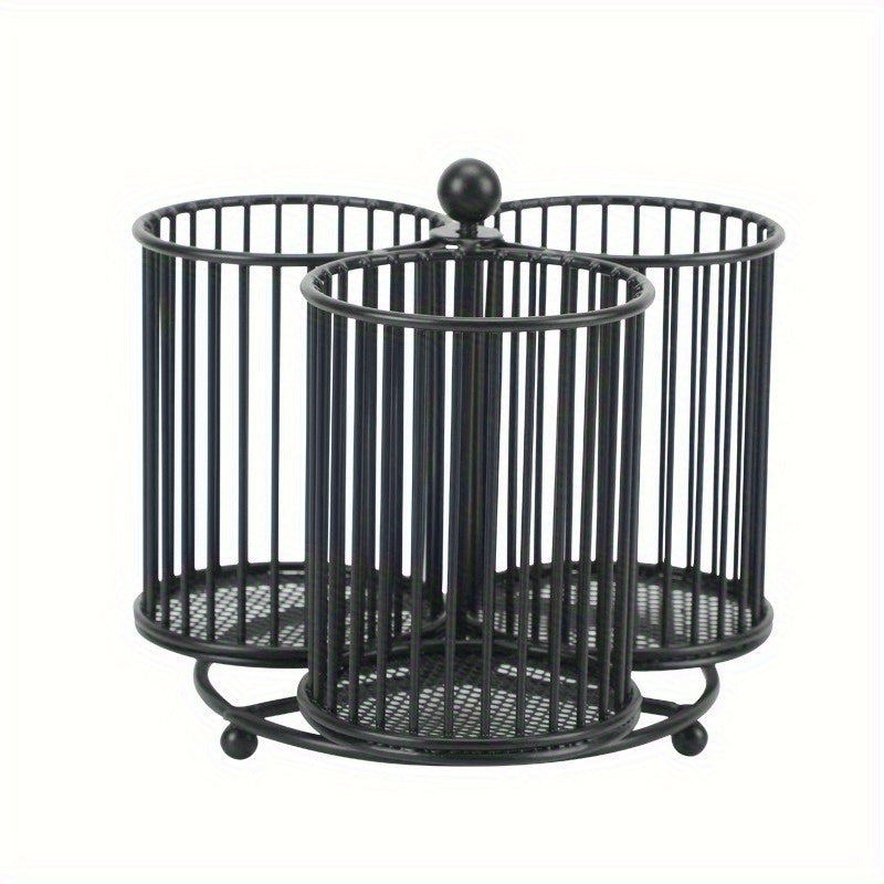 1pc Organizador Giratorio de Utensilios con 3/4 Compartimentos - Jaula de Hierro Resistente para Encimeras, Diseño Vertical Ahorrador de Espacio para Cocina, Gabinetes y Estantes