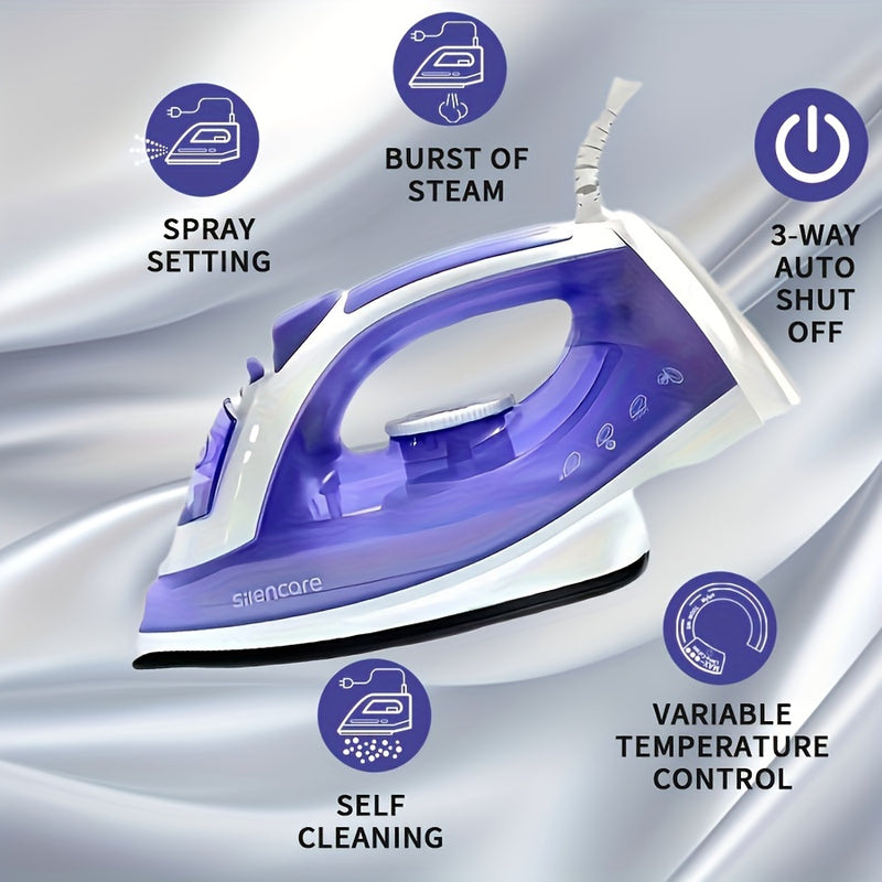 1 pieza de 1200W, plancha de vapor de alta potencia para ropa, plancha de vapor para ropa, base antiadherente, mano de obra doméstica, baja temperatura, hermética, alta presión, vapor, temperatura ajustable, antiobstrucción, multifuncional, agua pulveriz
