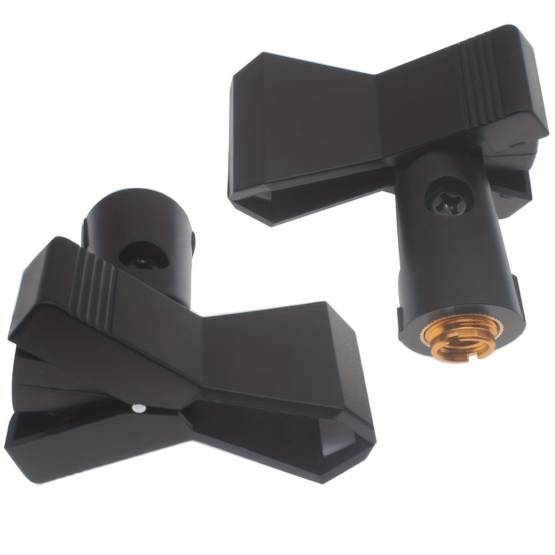 2 piezas de abrazaderas ajustables inalámbricas para micrófono - Clips de plástico duraderos con bloqueo de tornillo seguro para soporte de micrófono, ajuste sin manos, compatible con varios modelos de micrófono, grabación sin manos, construcción sólida