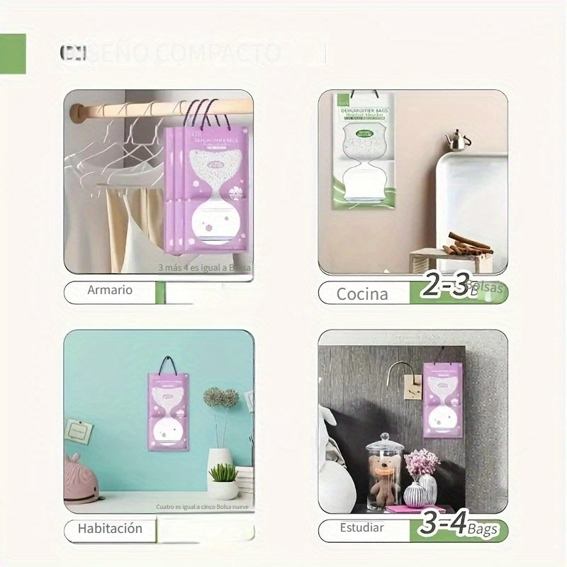 5/10pcs Bolsa Deshumidificadora con Aroma a Lavanda, Resistente al Moho y la Humedad, Bolsa de Secado para Armario, Bolsa de Absorción para Colgar en Armario, Armario, Hogar, Baño, Adecuada para el Día de San Valentín, Regalo del Día de la Madre