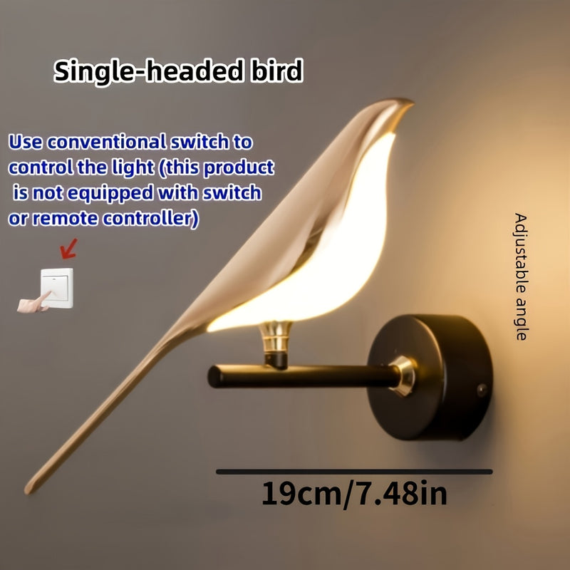 Lámpara de pared LED moderna, lámpara de pared regulable, lámpara de pared creativa con pájaro, ahorro de energía y durabilidad, instalación semi-englobada, adecuada para dormitorio, baño, cocina, luz de pasillo, luz de pasillo, etc., no requiere batería