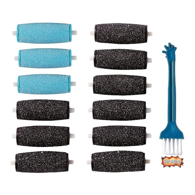 Conjunto de 12 Rollos de Reemplazo para Lima Eléctrica de Pies Extragrosa - Frotación Ultrafina para Pies Suaves y Lisos - Compatibles con Pedicura y Removedor de Callos - Superficie Abrasiva en Verde Azulado y - Diseño Lavable y Duradero, Esenciales par
