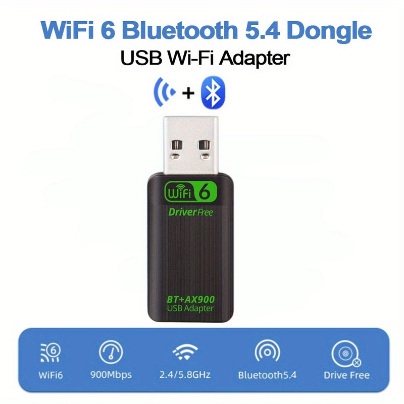 Nuevo adaptador WiFi 6 AX900 USB 2 en 1, cifrado, doble banda 2,4G y 5GHz, receptor inalámbrico de red WiFi USB, sin necesidad de arranque.