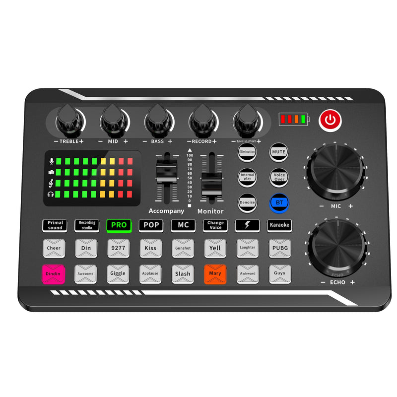 ROMOSON Mezclador de Audio Profesional, Carga USB, Estudio de Podcast Todo en Uno con Efectos de DJ y Cambiador de Voz, Compatible con PC/Smartphone para Transmisión, Juegos, Batería de Litio ≤36V