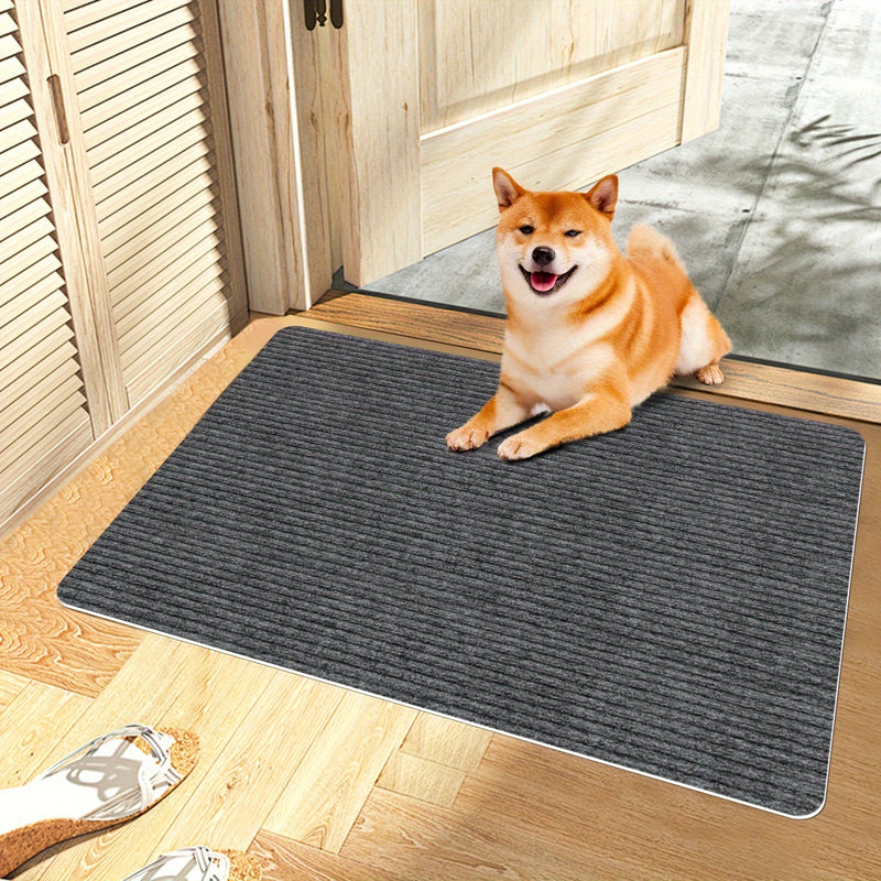 1 pieza de alfombrilla antideslizante para puertas - Elegante diseño geométrico en azul y blanco, fácil de limpiar, poliéster duradero, perfecto para entradas interiores/exteriores, porches delanteros, habitaciones y jardines, ideal para ayudar con la de
