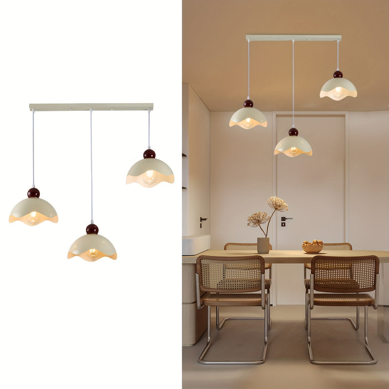 1pc, Lámpara Colgante de Lujo con Pantalla de Hierro Blanco, Candelabro Retro de 3 Cabezas para Comedor, Luz de Techo para Isla de Cocina o Sala, Decoración del Hogar, Lámparas Colgantes, Compatible con Bombillas E26/E27 (Bombillas no Incluidas)